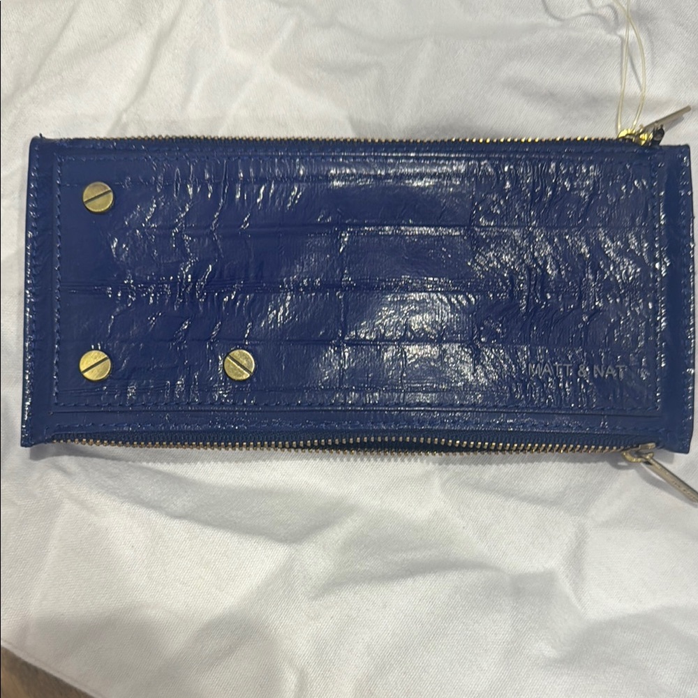 Matt & Nat Blue Wallet Glossy Finish with Textured Design